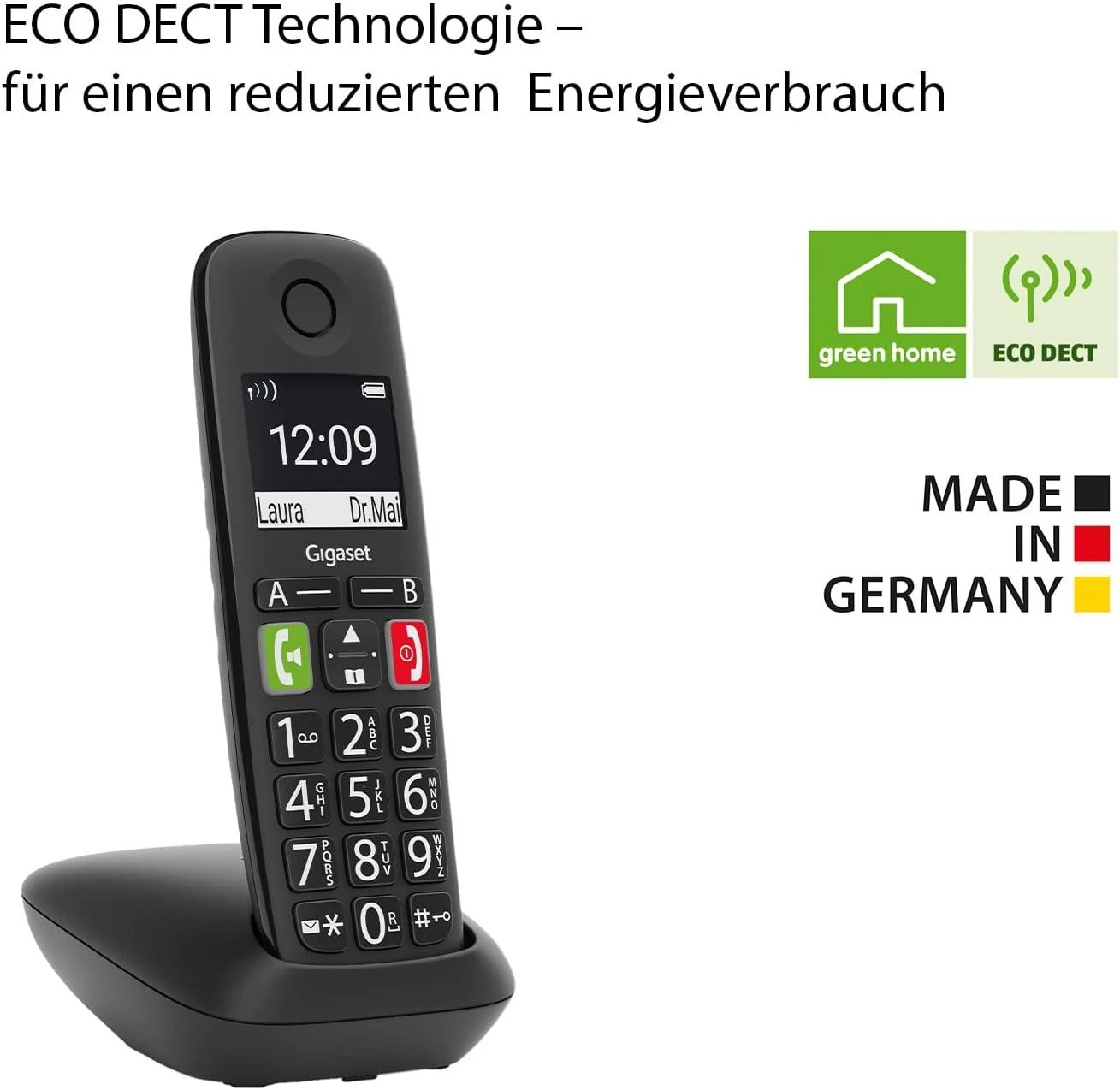 GIS Gigaset E290 Analoginio ryšio / DECT telefonas Skambintojo ID Juoda