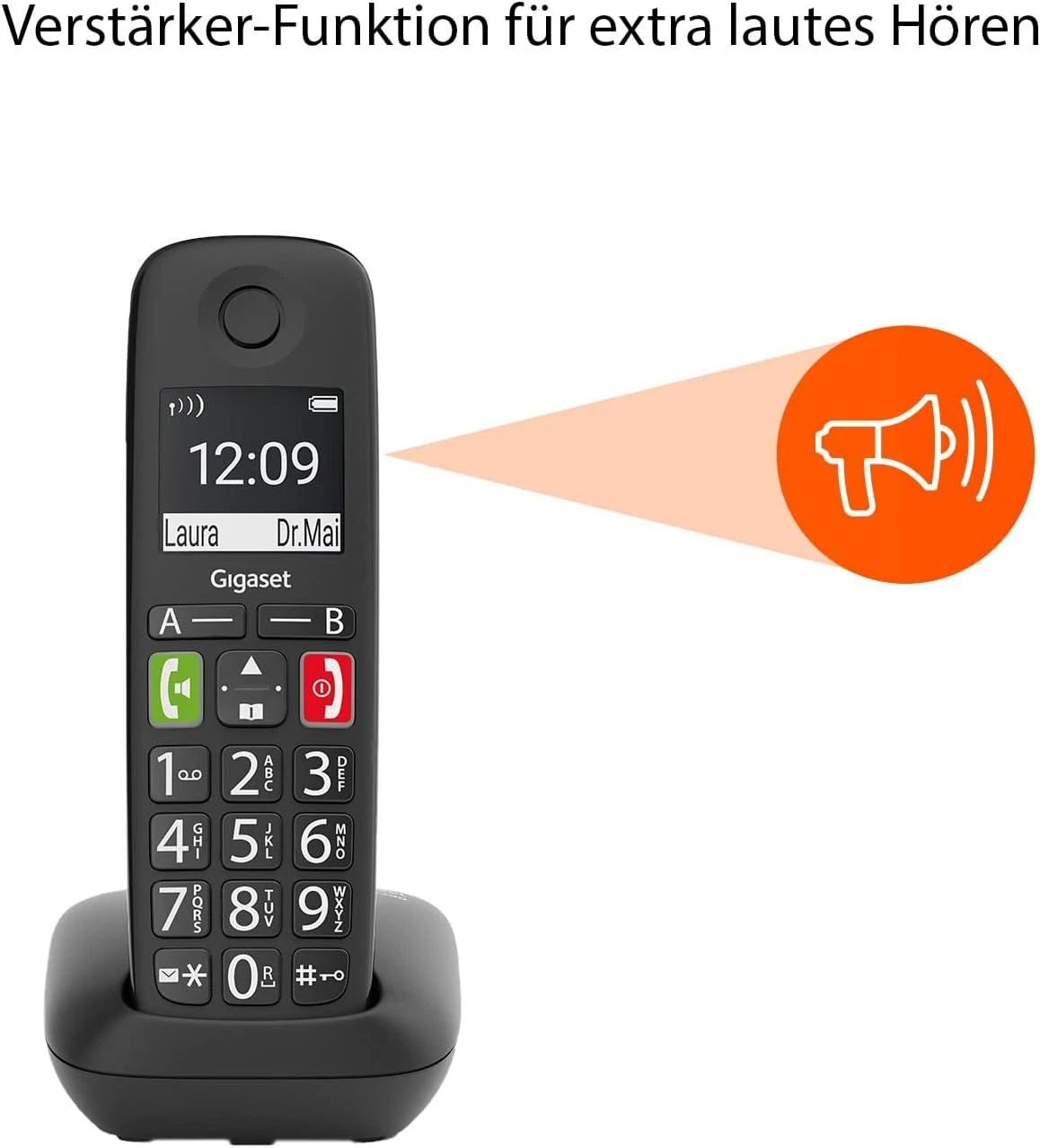 GIS Gigaset E290 Analoginio ryšio / DECT telefonas Skambintojo ID Juoda