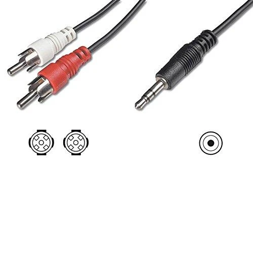3.5mm į 2x RCA garso kabelio jungtys