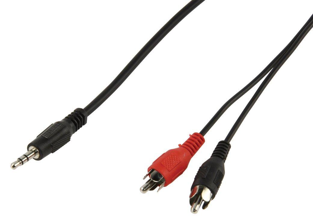 Kabelis Goobay Jack 3.5mm - RCA (Cinch) x2 5m juoda (50195)