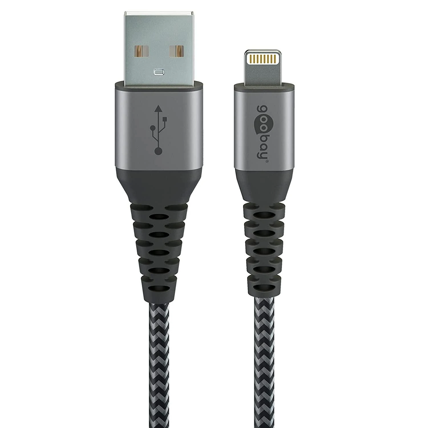 Goobay Textile Lightning - USB laidas, 0,5 m, erdvinis pilkas