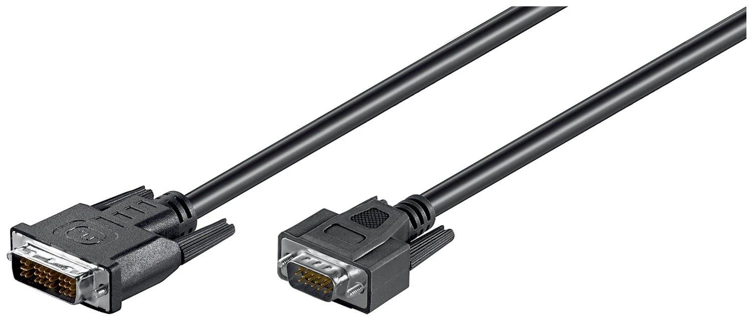 Goobay 50990 DVI-I/VGA Full HD laidas, nikeliuotas, 2 m, juodas