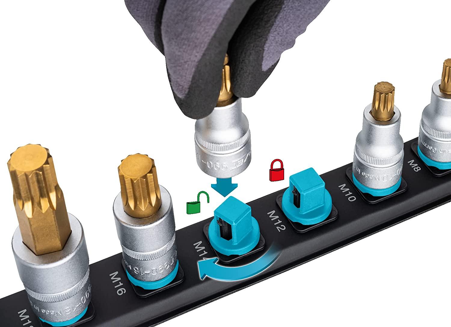 Hazet Hazet SmartRail 1/2 socket set, hexagon socket, 8 pieces (juodas, 6mm - 17mm, short)