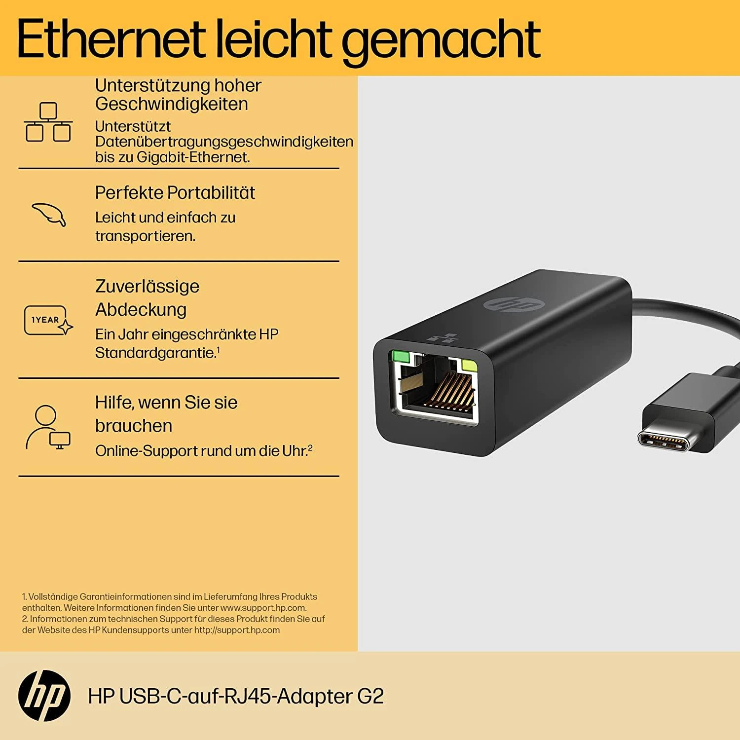 Adapteris HP 4Z534AA USB-C į RJ45