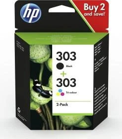 HP 303 2-pack Juodas / Tri-color Original Ink Cartridge | Varle.lt