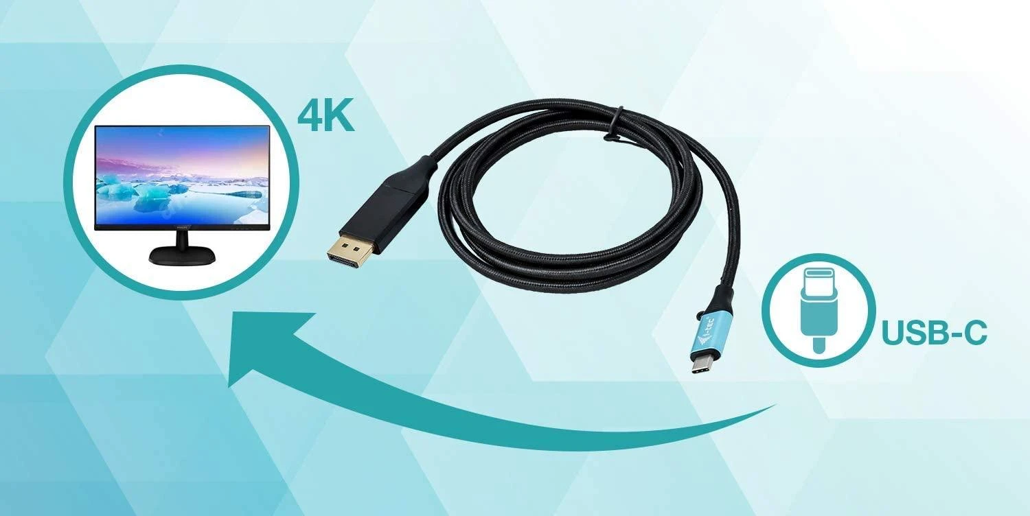 I-tec C31CBLDP60HZ2M vaizdo kabelio adapteris 2 m C tipo USB DisplayPort Juoda