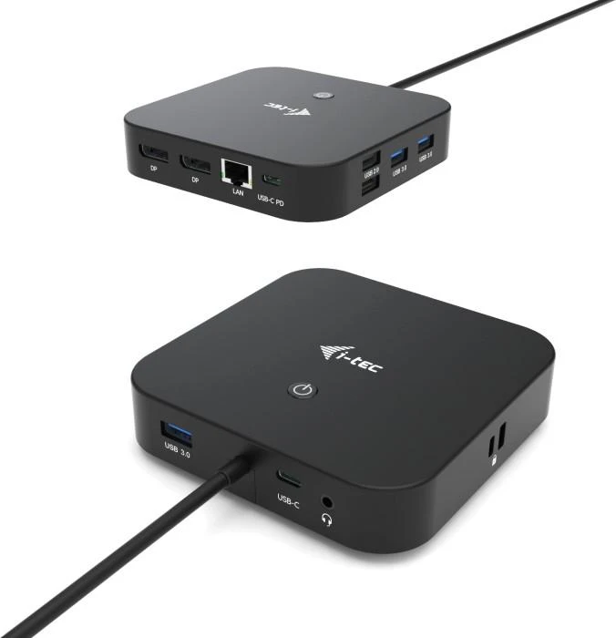 I-TEC USB-C Dual Ekranas MST DS 2x DP 1x GLAN 3x USB 3.1 2x USB 2.0 1x USB-C-DatA 1x Audio/Mic Jack 1x 100W USB-C PD + įkroviklis 112W