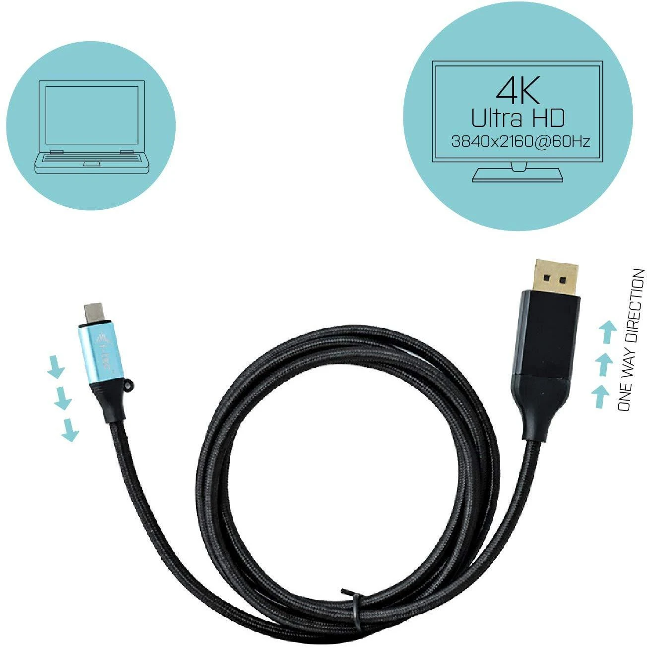 I-tec C31CBLDP60HZ vaizdo kabelio adapteris 1,5 m C tipo USB DisplayPort Juoda