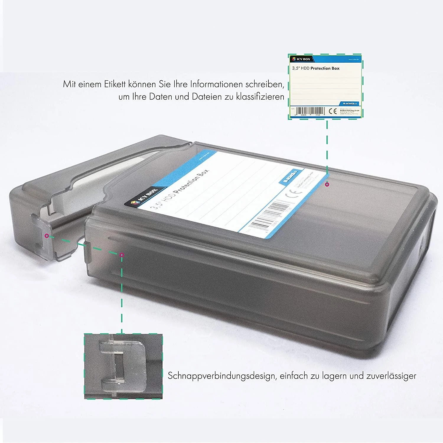ICY BOX IB-AC602b Apsaugos dėžutės rinkinys 6 vnt 3,5 colio HDD