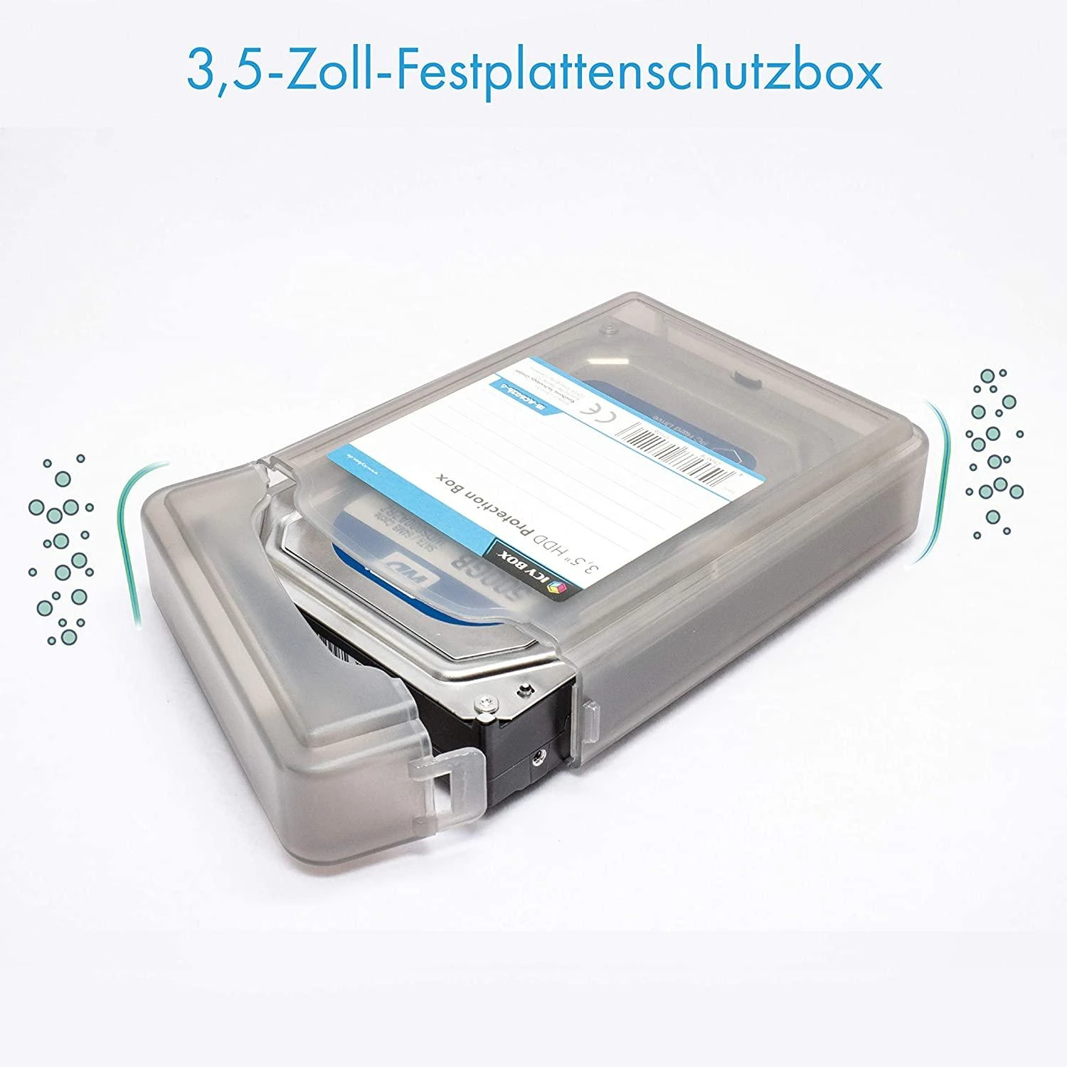 ICY BOX HDD dėžutė su atidarytu dangteliu
