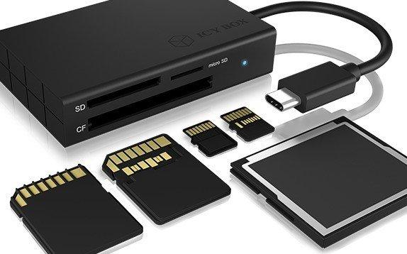 ICYBOX IB-CR401-C3 Icy Box Išorinis kelių kortelių skaitytuvas USB 3.0 Type-C, CF, SD, Micro SD