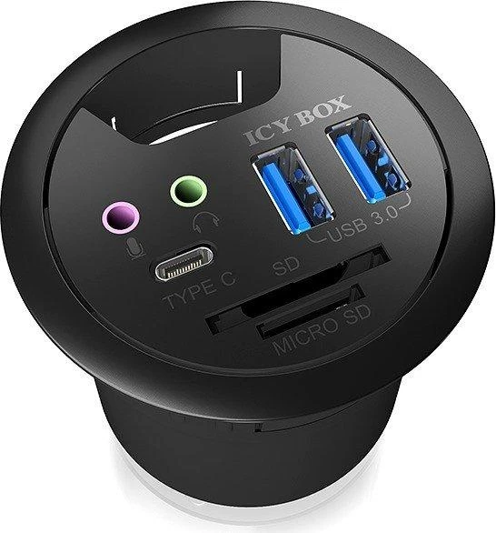 ICY BOX IB-HUB1404A Stalinis koncentratorius 2x USB 3.0 USB 3.0 Type-C garso įvestis/išvestis SD kortelių skaitytuvas
