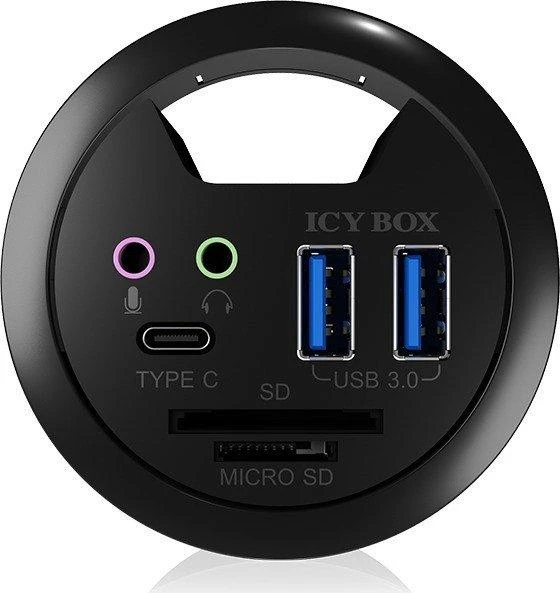 ICY BOX IB-HUB1404A Stalinis koncentratorius 2x USB 3.0 USB 3.0 Type-C garso įvestis/išvestis SD kortelių skaitytuvas