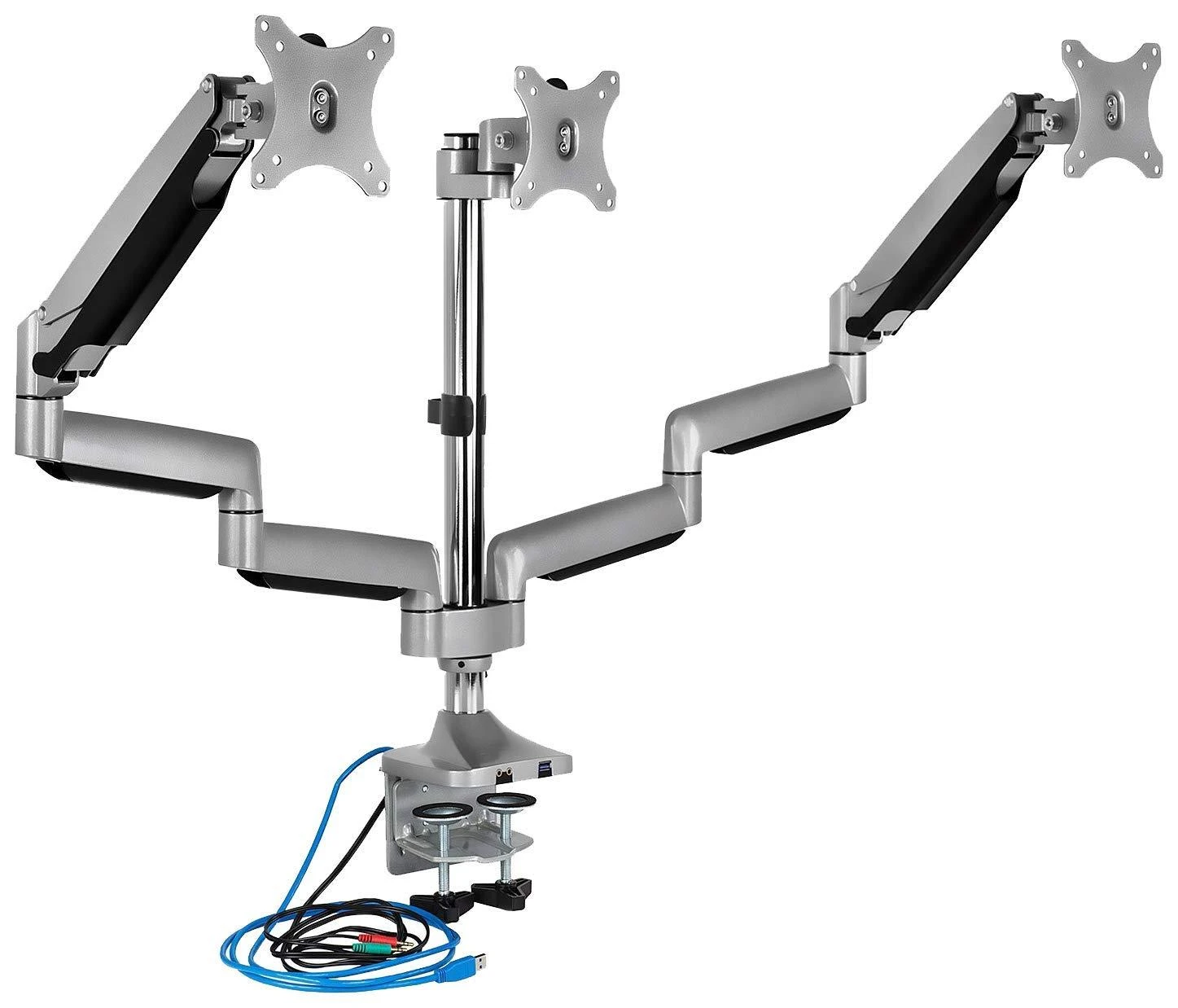 Laikiklis Icy Box Raidsonic Monitorius stovas su stalo laikikliu trims monitoriams IB-MS505-TI Desk Mount, 32", Sidabrinis/Juodas