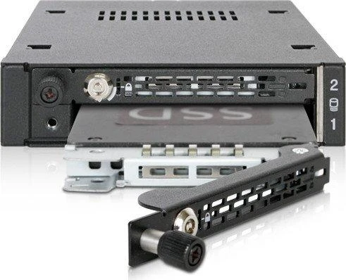 IcyDock Carruzzo Icy Dock MB492TKL-B diskų įrenginio skyriaus dangtelis 2.5″ Nešantysis skydelis Juoda, Sidabras