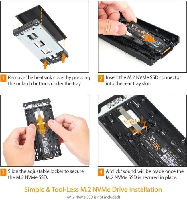 Carruzzo Icy Dock MB833M2K-B saugojimo diskų korpusas SSD korpusas Juoda M.2