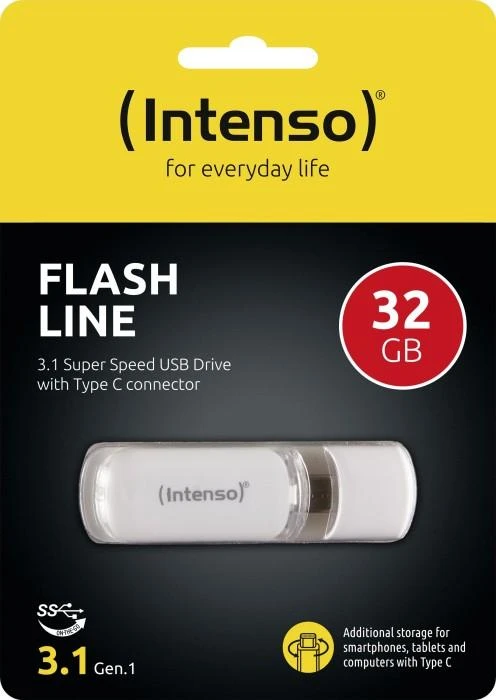Intenso „Intense FLASH LINE“ 32 GB, USB atmintinė – plokščia, USB-C 3.2 Gen 1