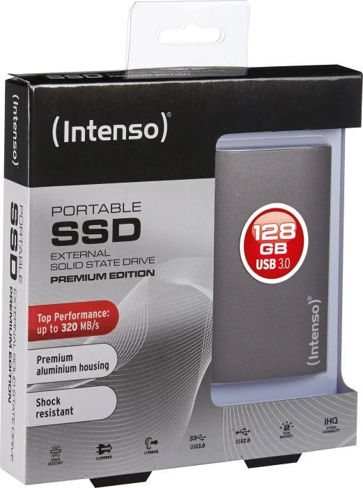 Kietasis diskas INTENSO 3823430 „Intenso“ išorinis nešiojamasis SSD 1,8 128 GB, „Premium Edition“, USB 3.0, antracitas