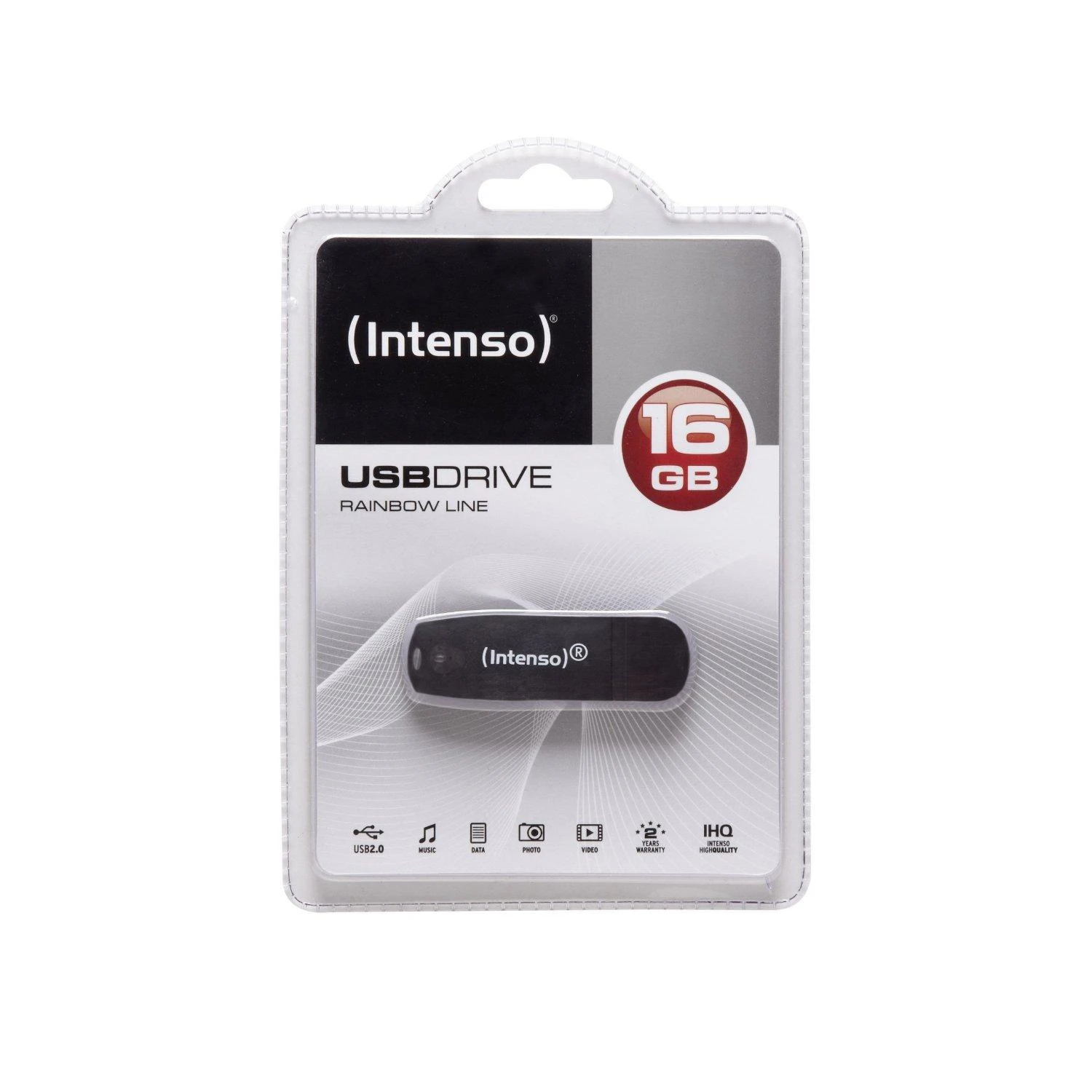 STICK 16GB 2.0 Intenso Rainbow Line juodas