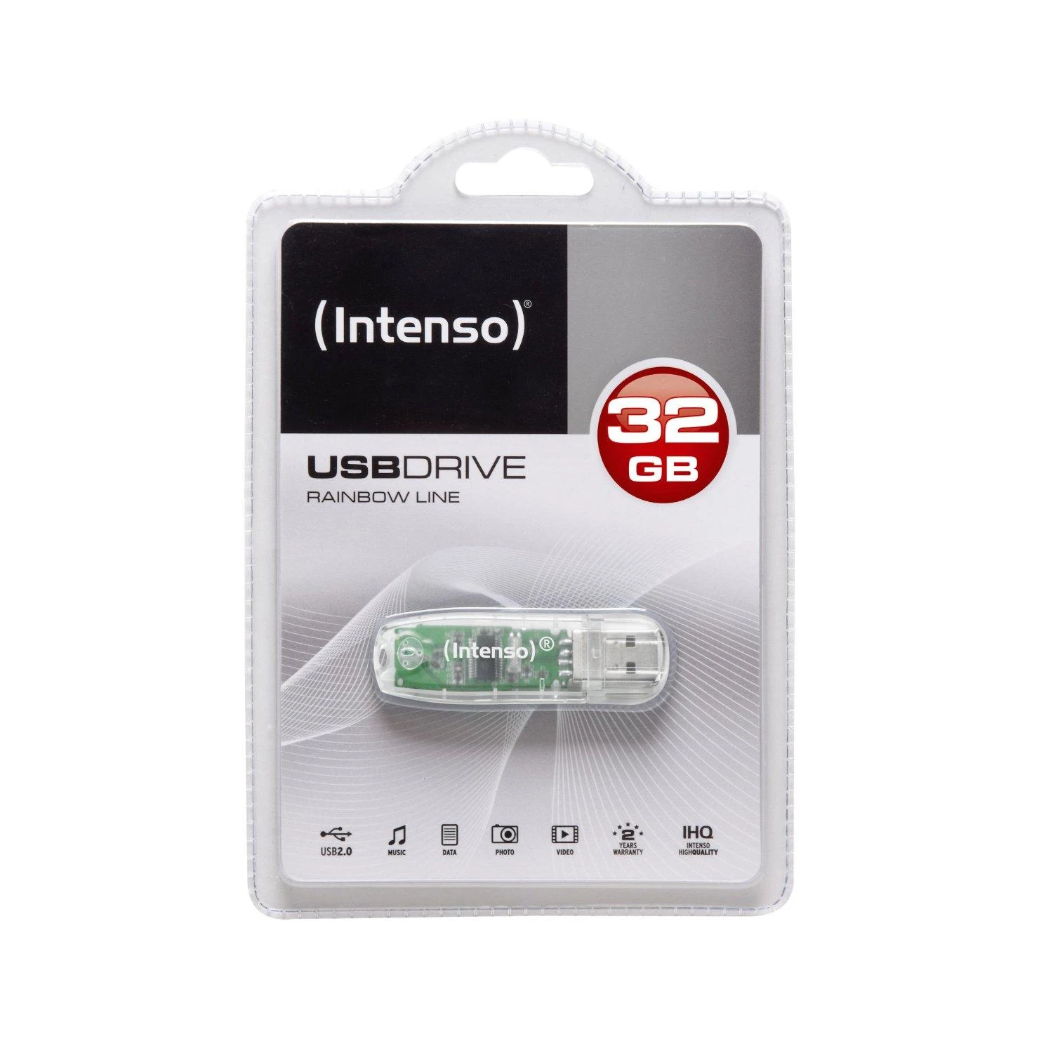 STICK 32GB USB 2.0 Intenso Rainbow Line Transparent