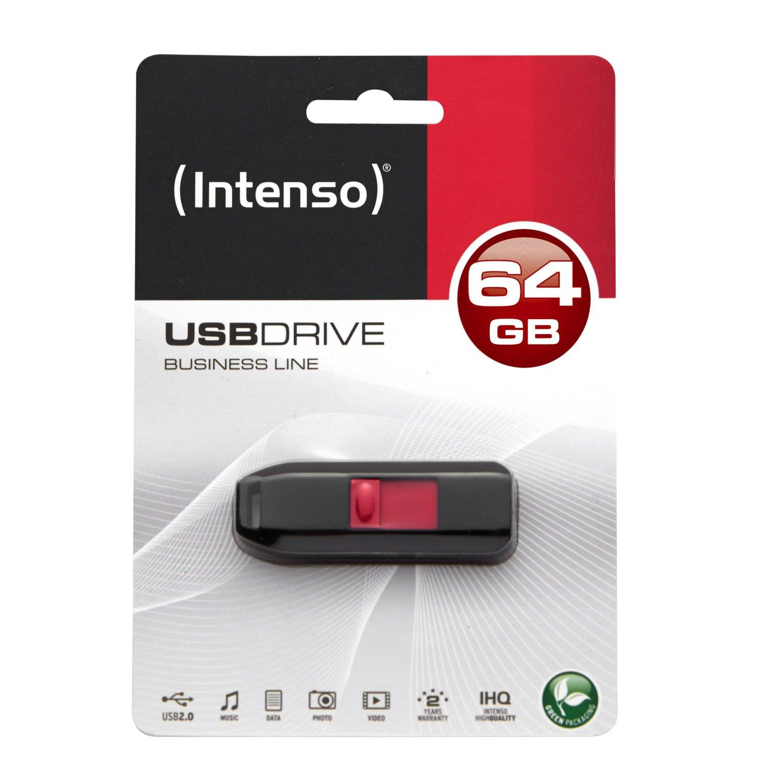 ATMINTINĖ 64 GB USB 2.0 Intenso 64 GB USB 2.0 A tipo juoda - raudona