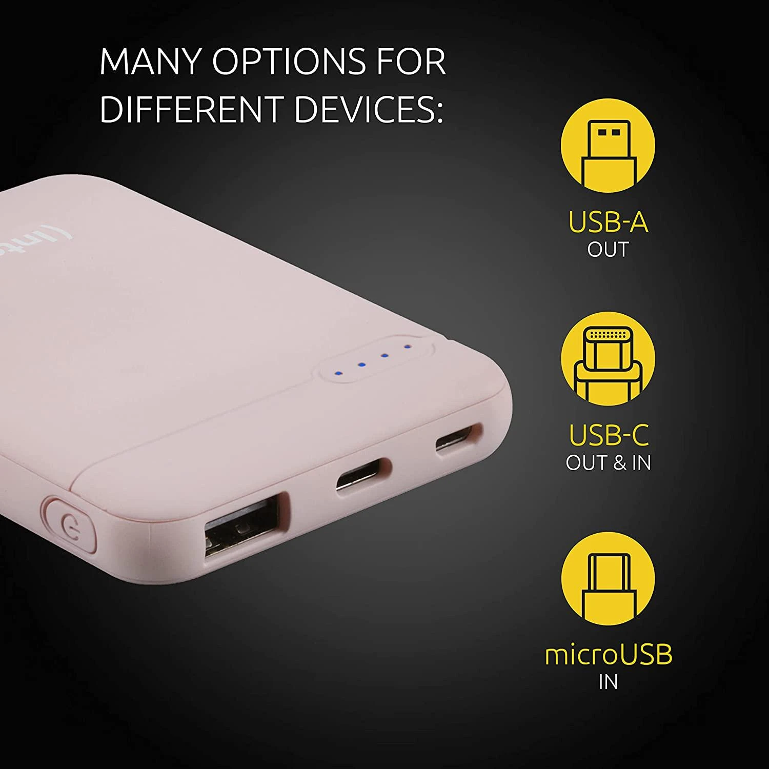 Intenso Powerbank XS5000 rosé 5000 mAh įsk. USB nuo A iki C tipo
