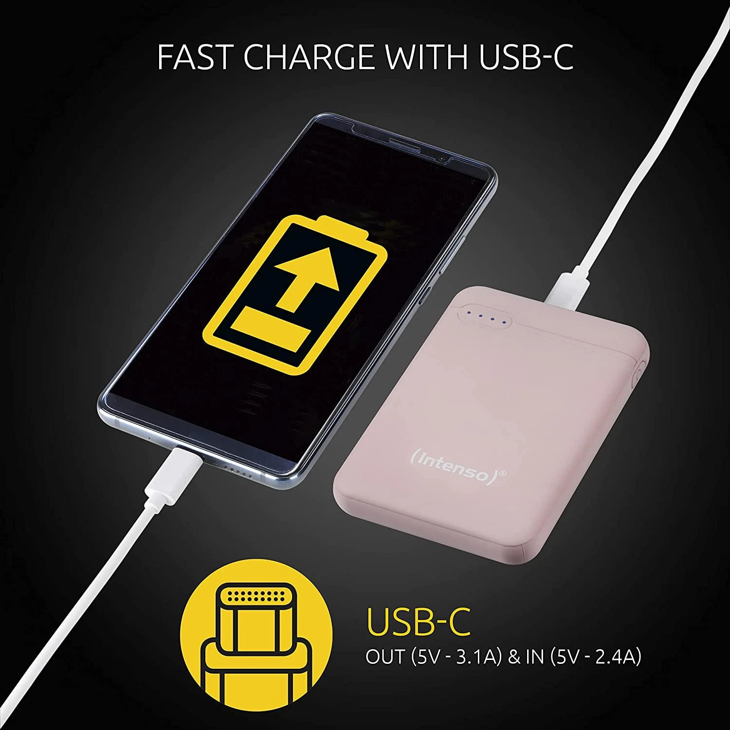 Intenso Powerbank XS5000 rosé 5000 mAh įsk. USB nuo A iki C tipo