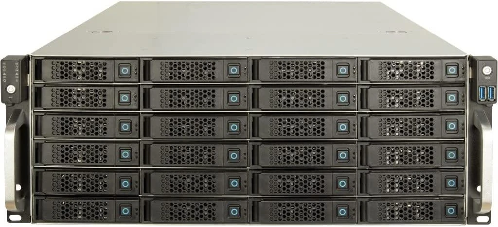 Inter-Tech 4U serverio korpusas su 24 diskų stalčiais