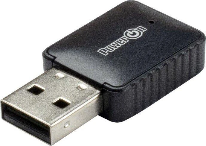 Juodas USB Wi-Fi tinklo adapteris su „PowerOn“ užrašu
