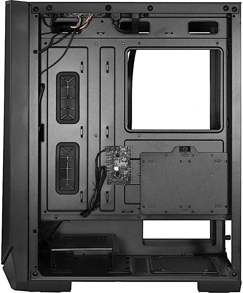 „Inter-Tech IT-3503 Airstream“, bokšto formos korpusas - juodas, grūdintas stiklas