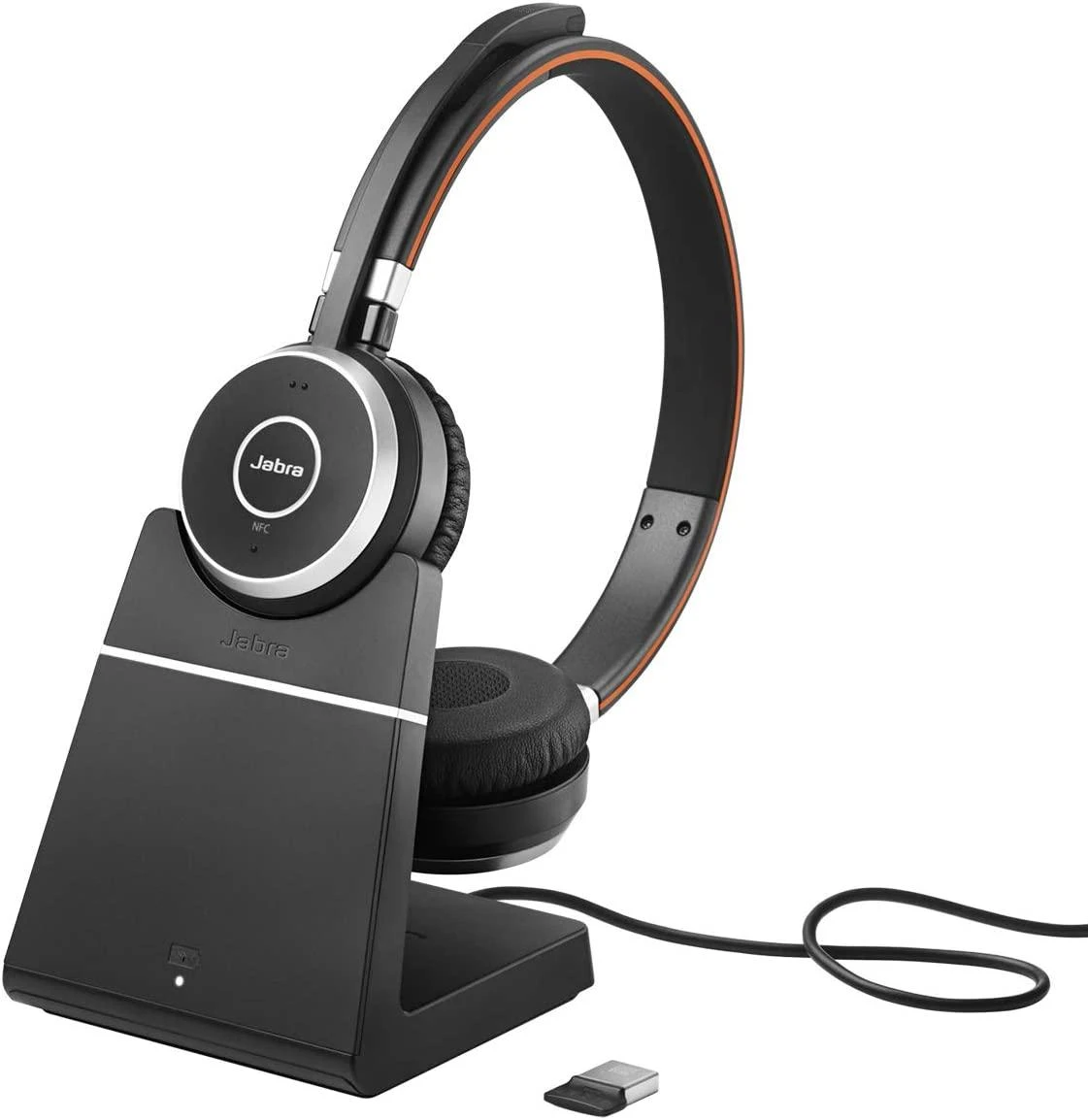 Jabra Evolve 65 SE UC Stereo Belaidės ausinės su mikrofonu, Bluetooth, Charging Stovas
