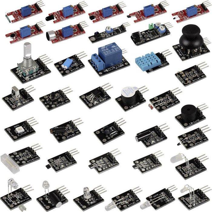 Įvairių jutiklių, valdiklių komplektas (40vnt) skirtas Raspberry bei Arduino JOY-IT