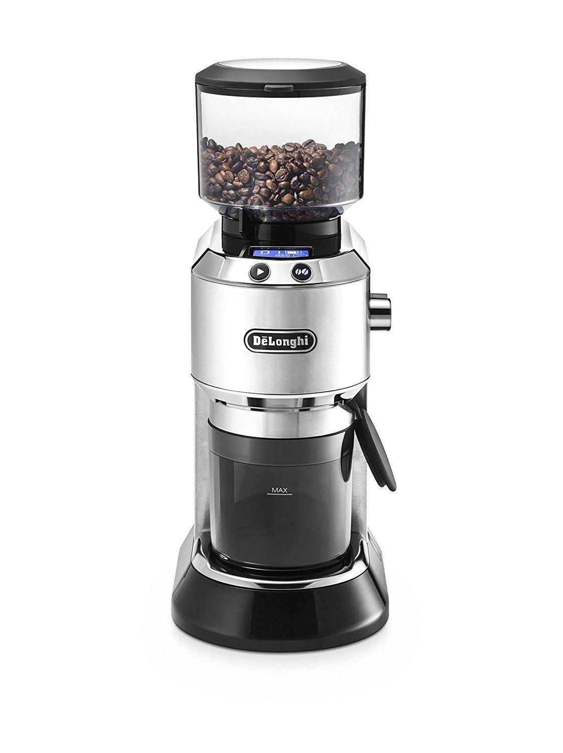 Kavamalė Delonghi kavos malūnėlis KG521.M DEDICA Inox/ juodas, 150 W, 350 g, Puodelių skaičius 14 vnt.