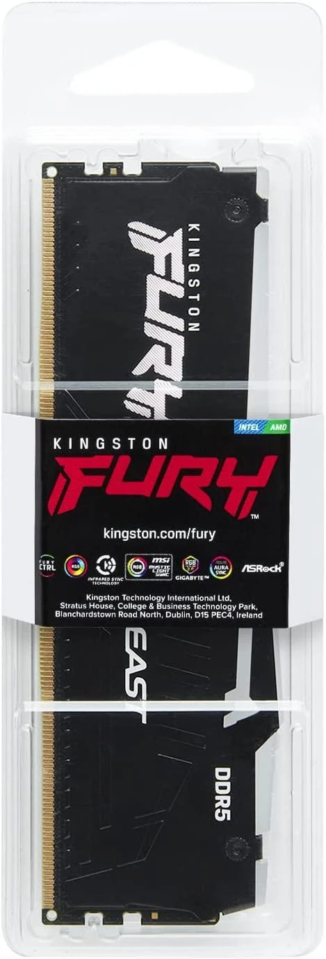 RAM „Kingston KF556C40BBA-16“ 16 GB 5600 MT/s DDR5 CL40 DIMM FURY Beast RGB | Kingstonas