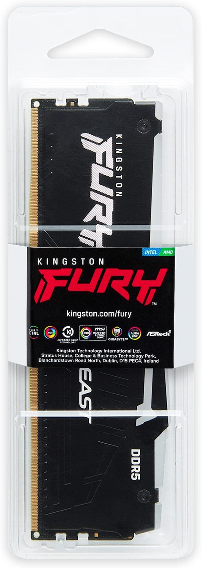 RAM Kingstonas | Fury Beast RGB | 16 GB | DDR5 | 5200 MHz | PC/serveris | Registracijos Nr. | ECC Nr