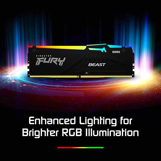 RAM Kingstonas | Fury Beast RGB | 16 GB | DDR5 | 5200 MHz | PC/serveris | Registracijos Nr. | ECC Nr