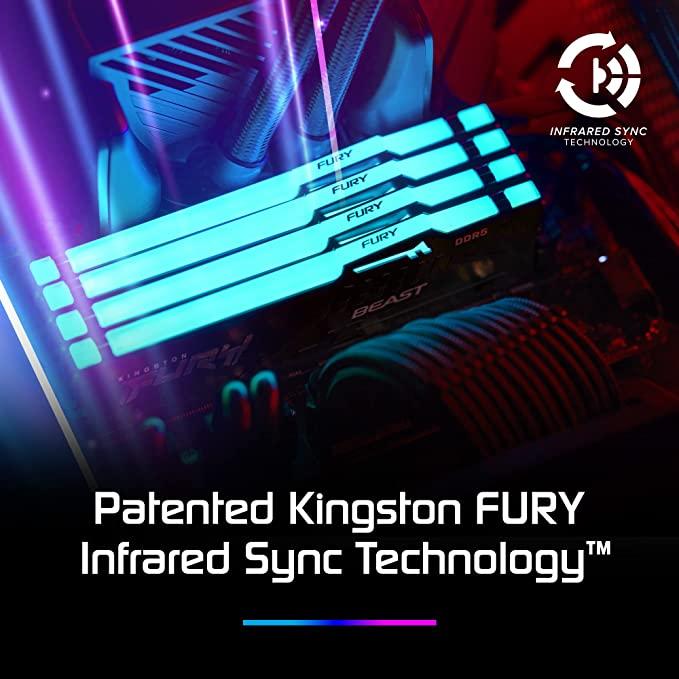 RAM Kingstonas | Fury Beast RGB | 16 GB | DDR5 | 5200 MHz | PC/serveris | Registracijos Nr. | ECC Nr