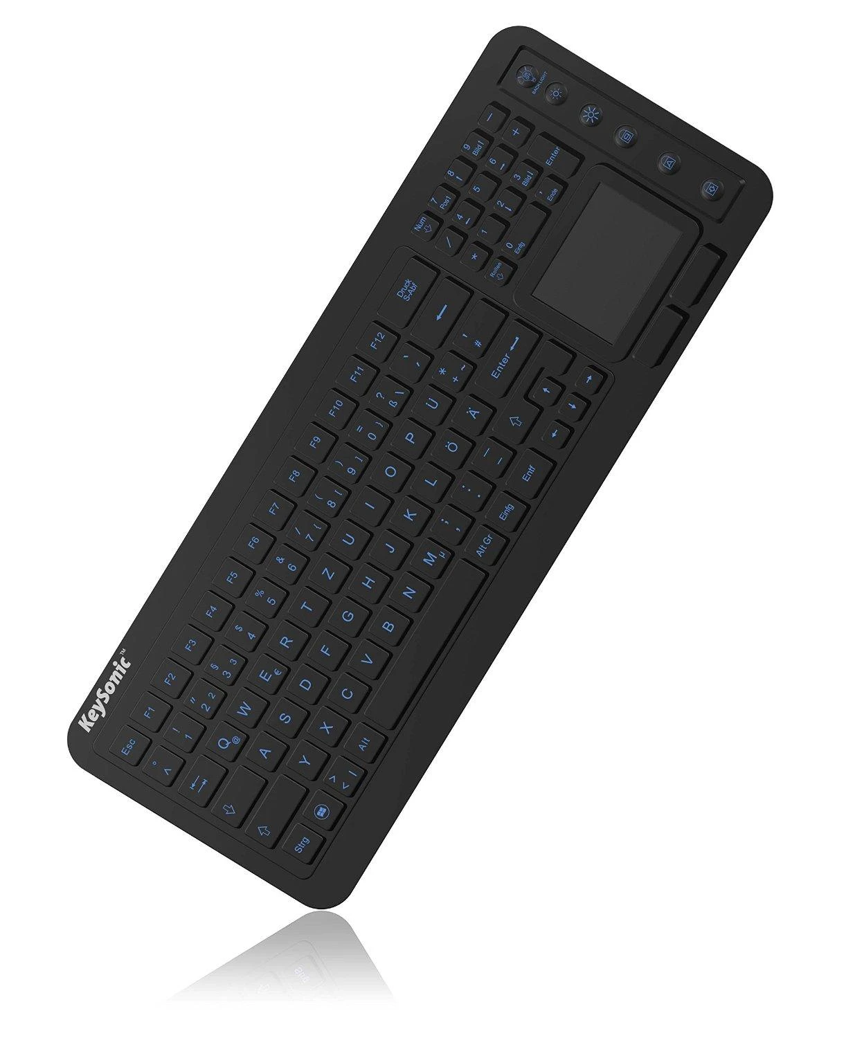 Klaviatūra „KeySonic KSK-6231INEL“ (DE) pramoninis jutiklinis planšetinis kompiuteris su W sandarikliu