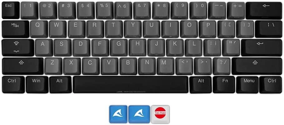 Klaviatūra Sharkoon Keychron Rykliai DAUGIAU SAC20 S4, keycap (juoda, 62 vienetų, ANSI išdėstymas (US), SKILLER SGK50 S4)