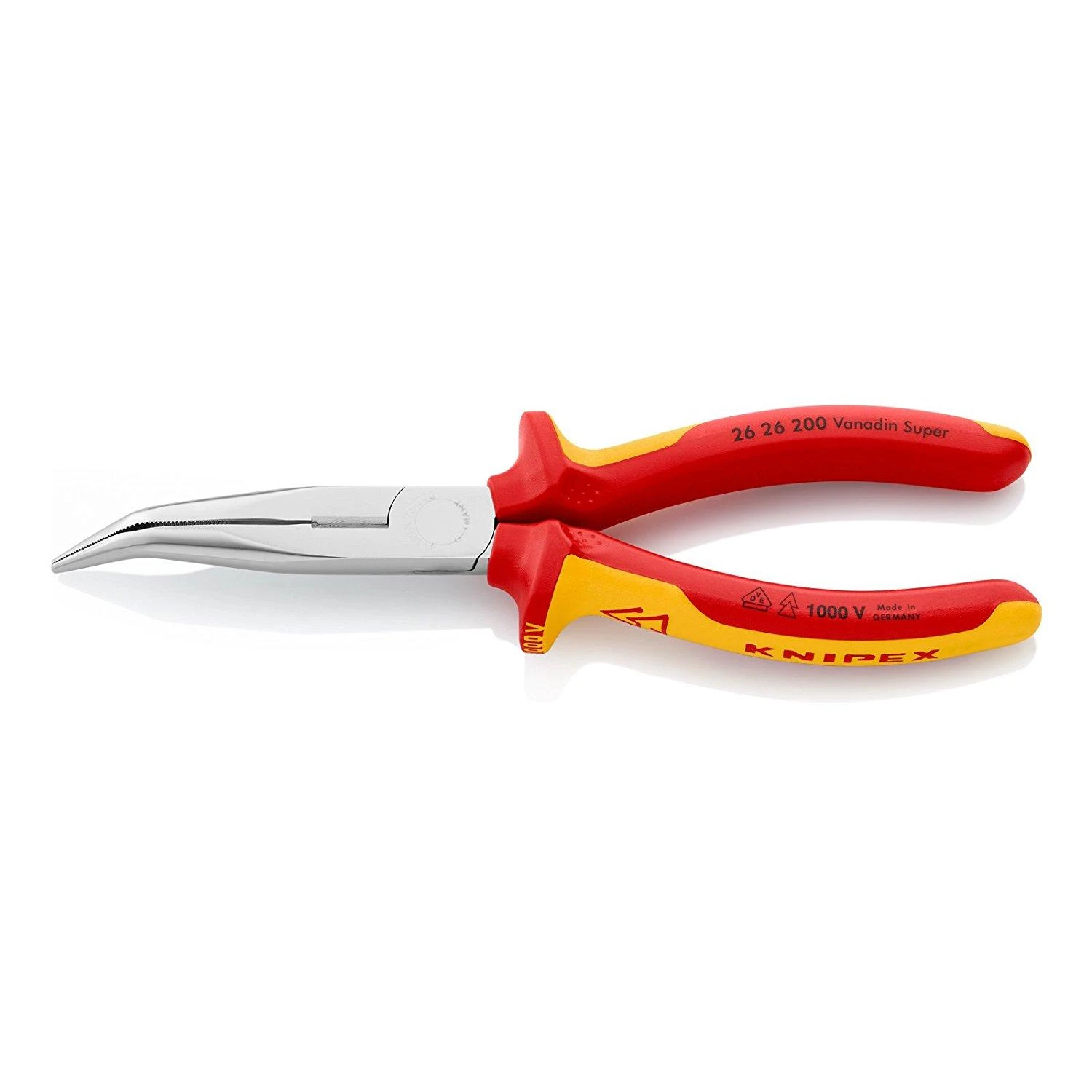 Smailianosės replės su šoniniu kirpimu lenktos VDE 200mm, Knipex