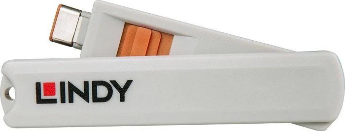 USB Priedas - LINDY USB C Prievado Blokatorių Rinkinys, 4 vnt + raktas, ABS, Oranžinis