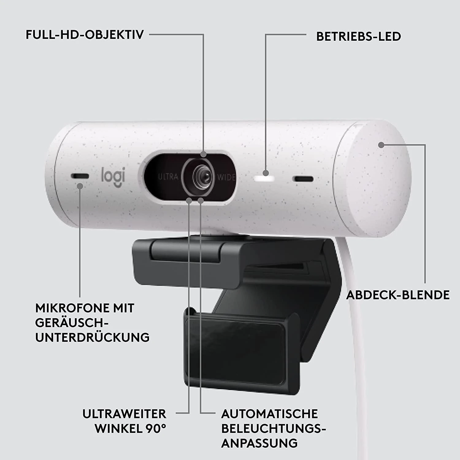 Internetinė kamera Logitech BRIO 500, Baltos spalvos