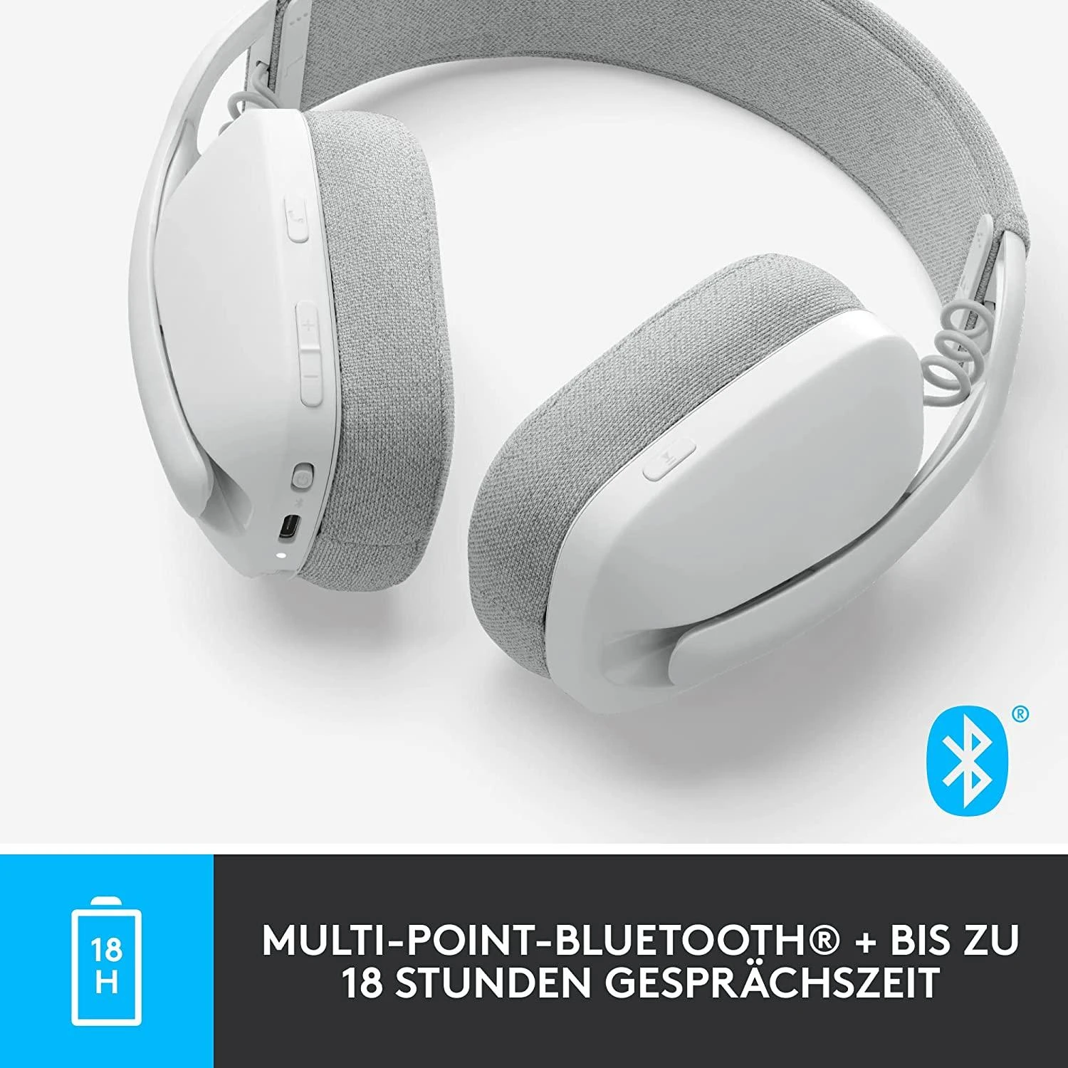 Logitech Zone Vibe 100 belaidės ausinės, Baltos