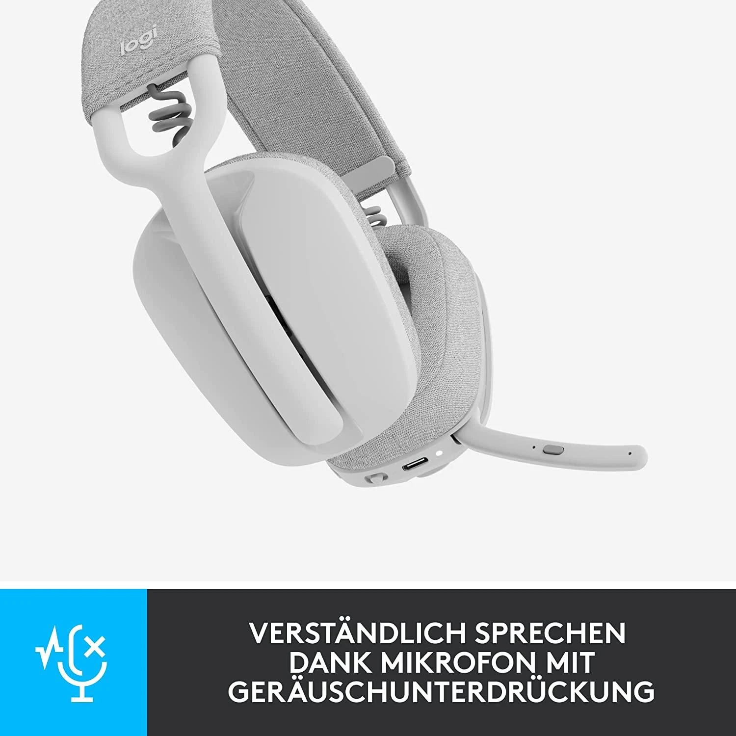 Logitech Zone Vibe 100 belaidės ausinės, Baltos