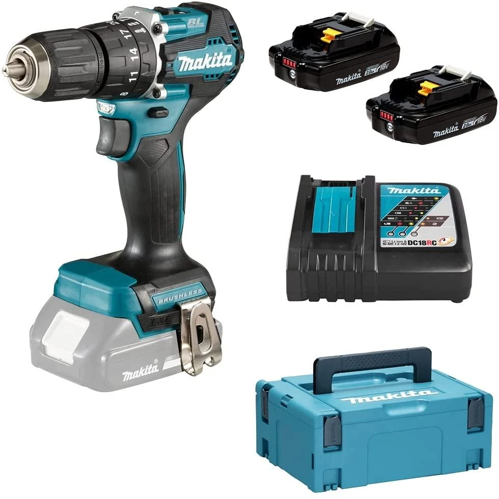 MAKITA akumuliatorinis smūginis suktuvas gręžtuvas DHP487RAJ 18V 40/25Nm 2x2,0Ah
