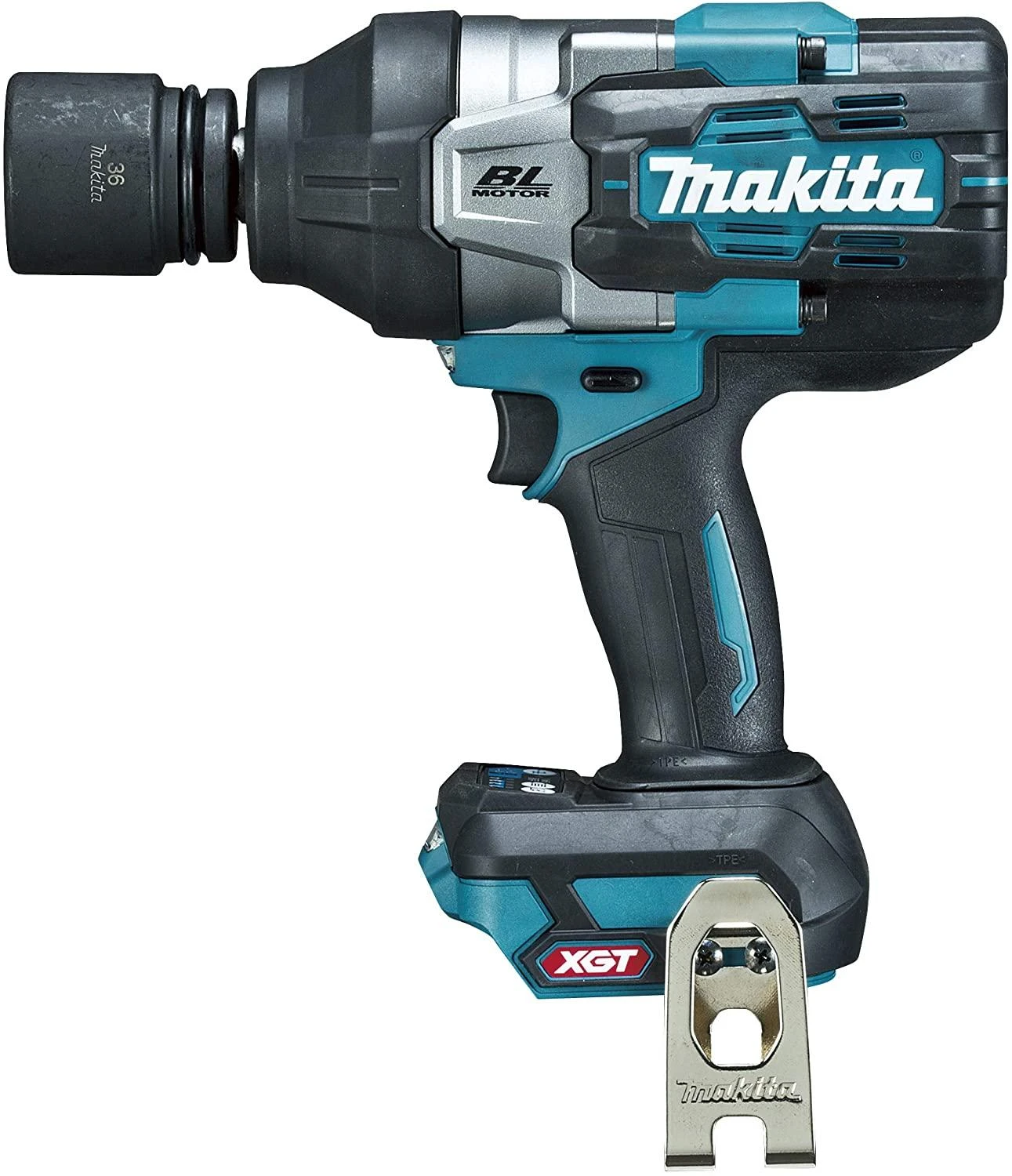 Makita XGT 40V akumuliatorinis veržliasukis profiliu iš šono