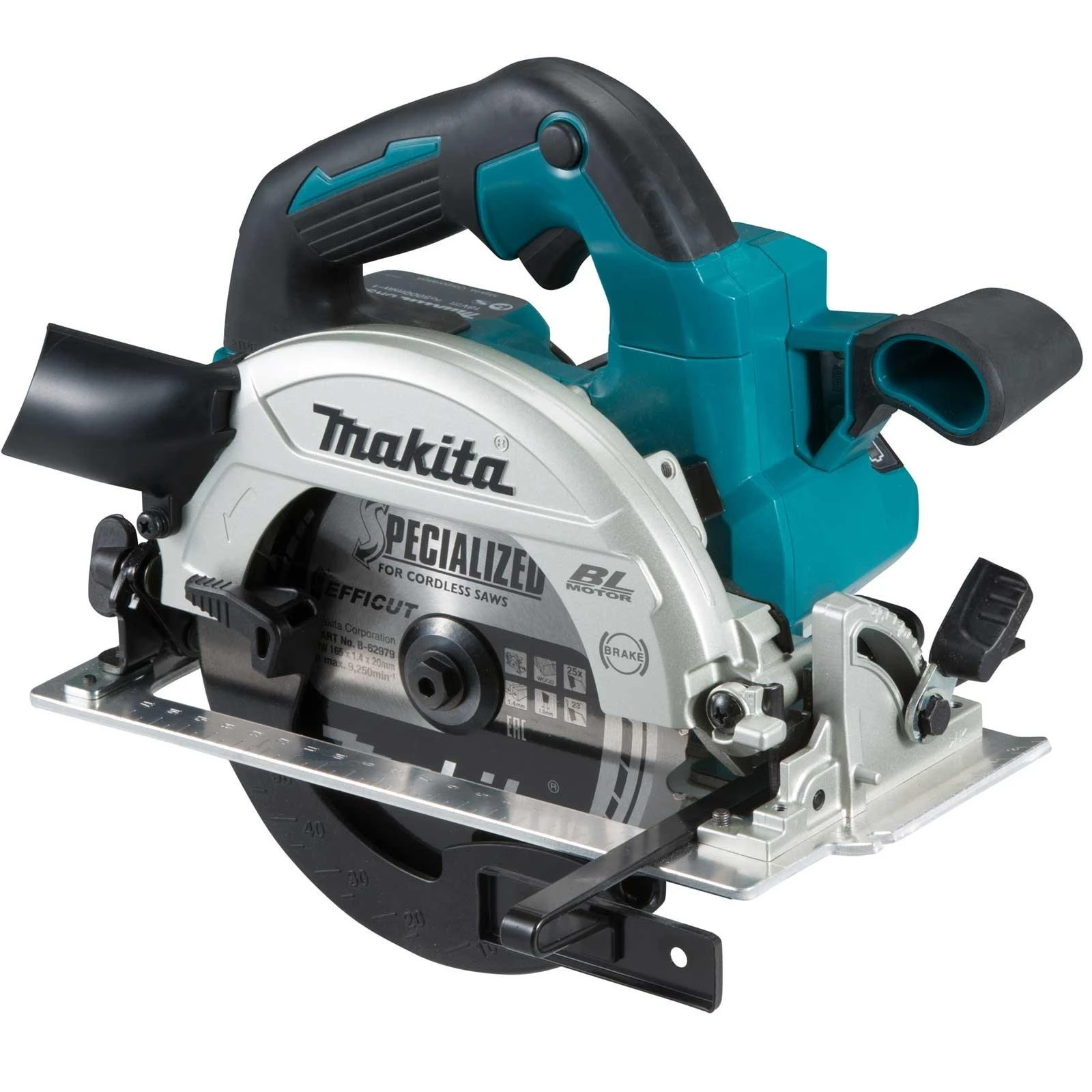 Makita DHS661ZU Akumuliatorinis diskinis pjūklas, 18 V, 57 mm, ø165x20, AWS, BL MOTOR, Be akumuliatorių ir kroviklio!