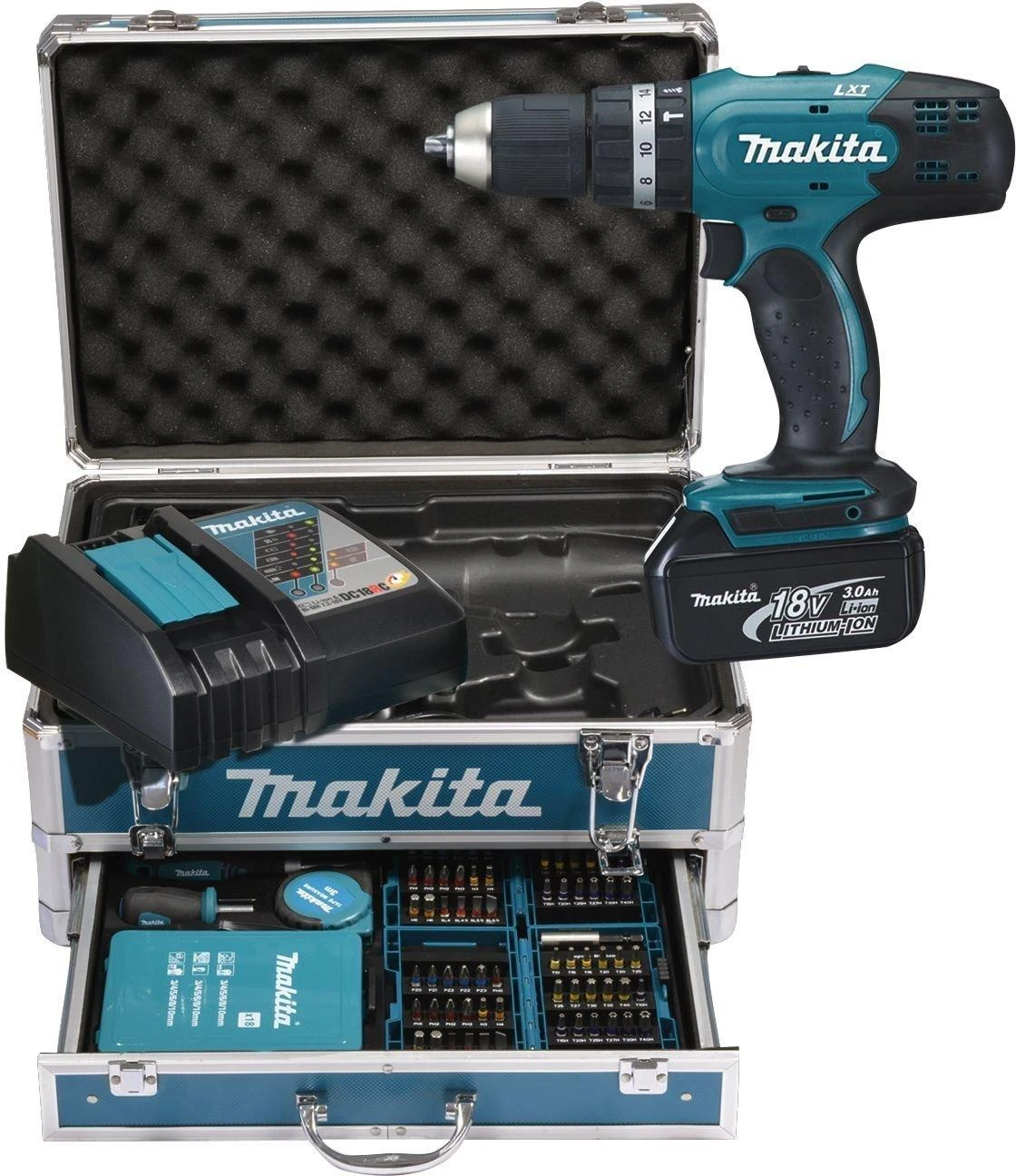 Makita Akumuliatorinis gręžtuvas 18v 3.0ah li-ion dhp453rfx2