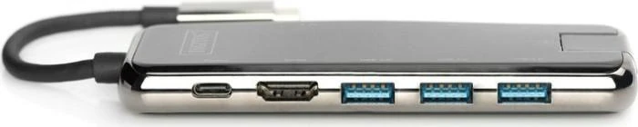 Assmann Electronic DIGITUS DA-70888 12-port USB-C Dock pilka HDMI VGA 2xUSB-C 4xUSB-A RJ45 1x3.5mm SD/MicroSD