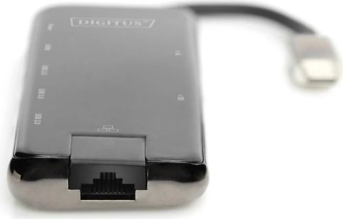 Assmann Electronic DIGITUS DA-70888 12-port USB-C Dock pilka HDMI VGA 2xUSB-C 4xUSB-A RJ45 1x3.5mm SD/MicroSD